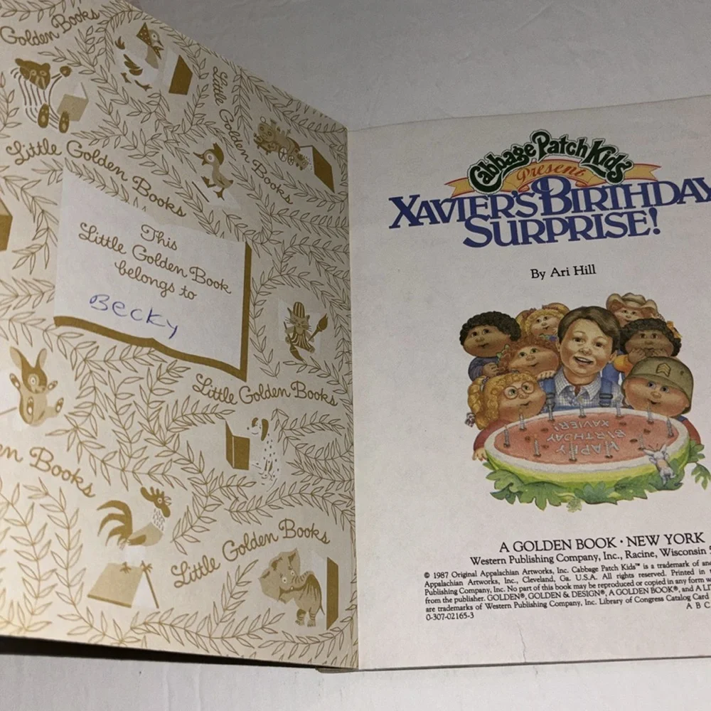Cabbage Patch Kids Little Golden Book Xavier's Birthday Surprise! 1987 Vintage